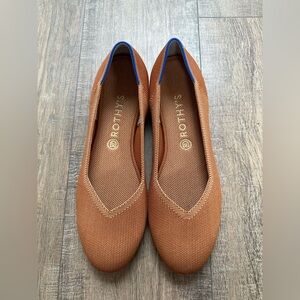 Rothy's Tan Flats with Blue Accents